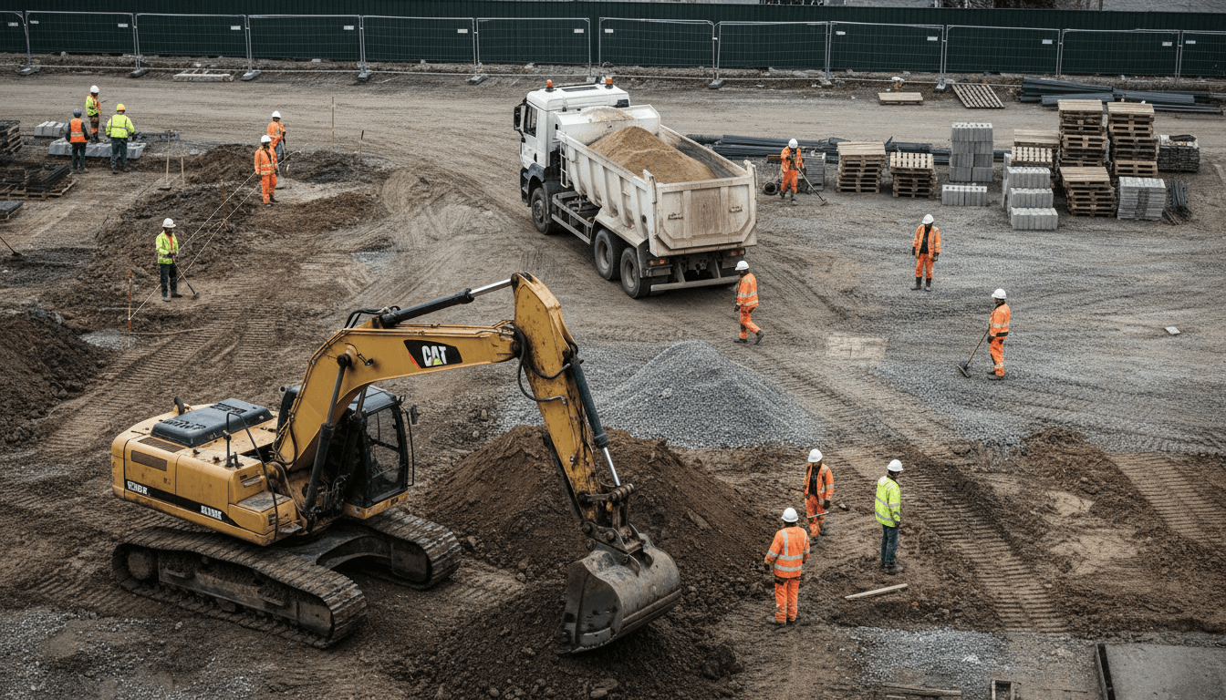 Building materials and rubble delivery service in progress